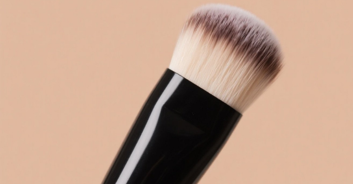 Selection of foundation brushes laid out on a cloth