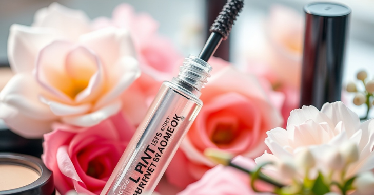 Lashes brushed with a transparent mascara