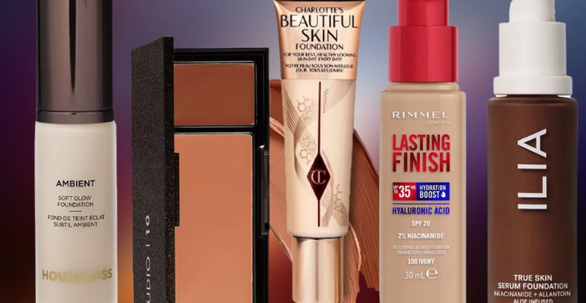 Close-up of smooth foundation blended over mature skin