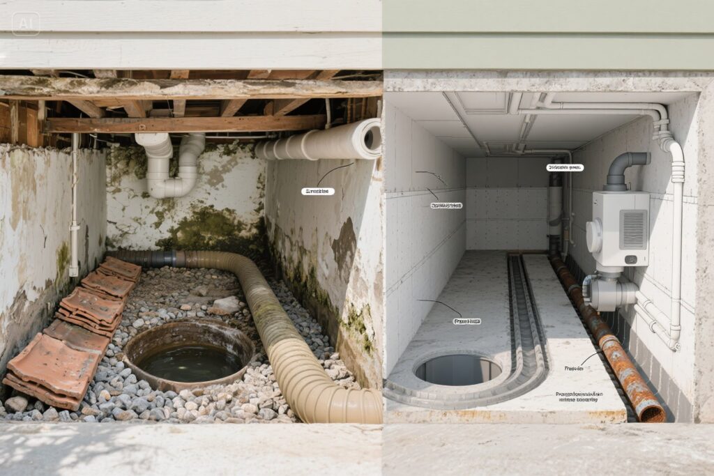Old Basement Drainage Systems: Understanding Their Design, Common Problems, and Effective Upgrades