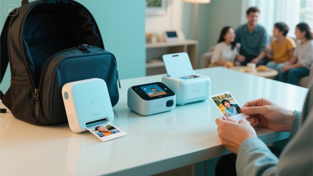 Traveller printing holiday snaps from a pocket printer