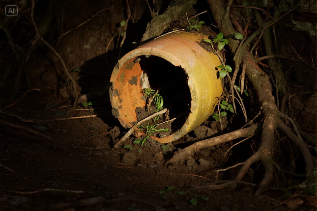 Perimeter drainage pipe running beneath a concrete slab