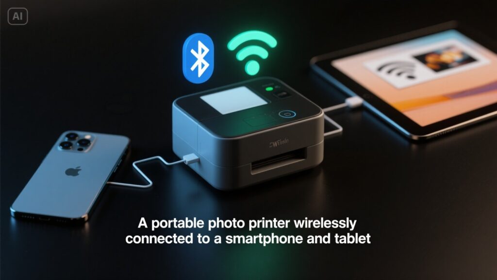 Freshly printed photographs spread on a table