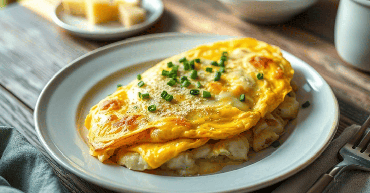 Golden grilled top of a rich baked omelette