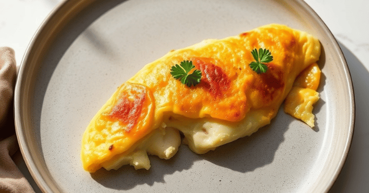 Smoked haddock flakes prepared for a classic omelette