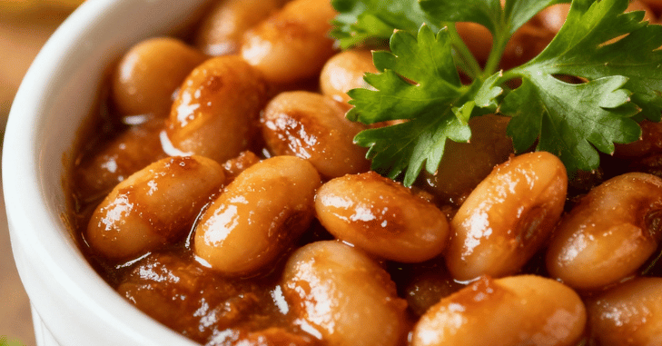 Balanced breakfast plate including baked beans