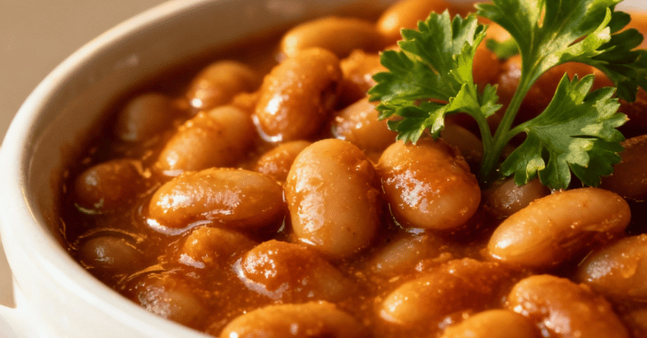 Baked beans served on wholemeal toast