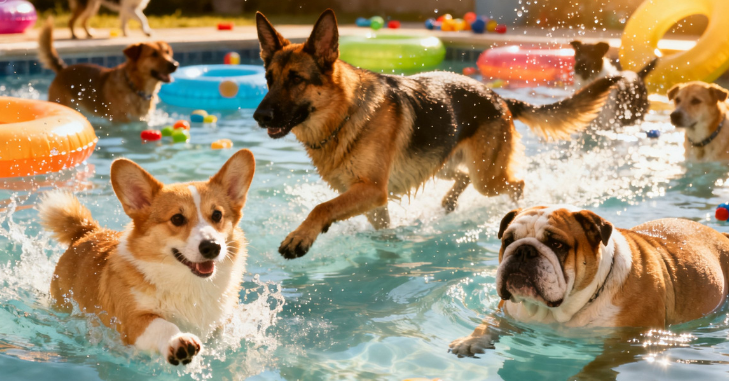 Labrador retrieving a toy from a lake