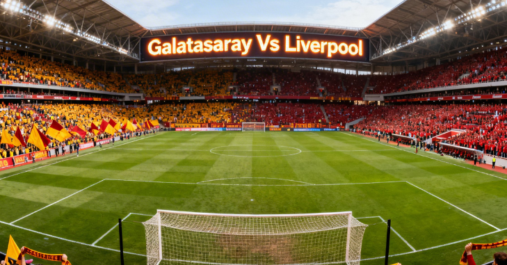 Galatasaray and Liverpool players competing for the ball