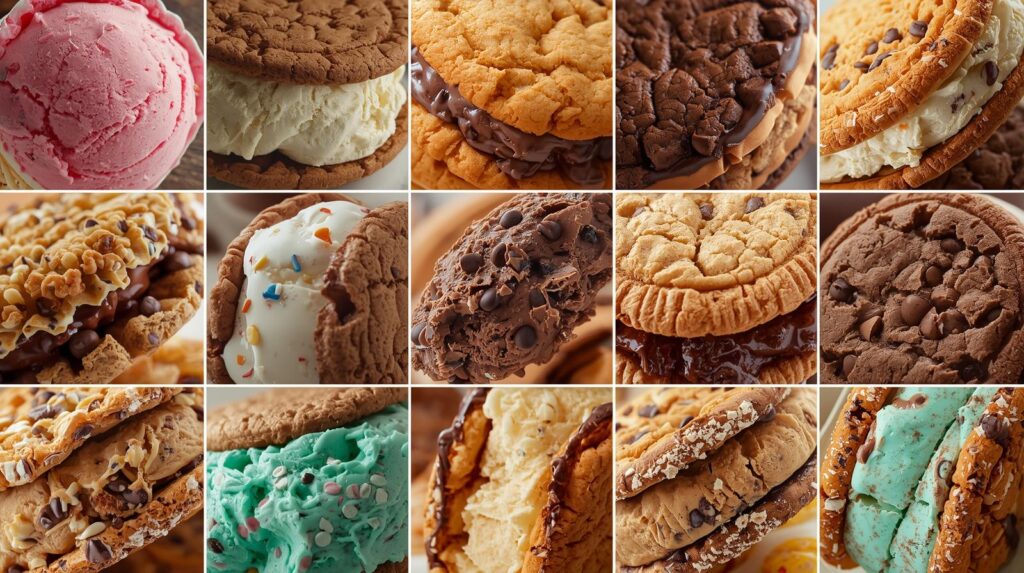 Ice cream sandwiches stacked on a serving board