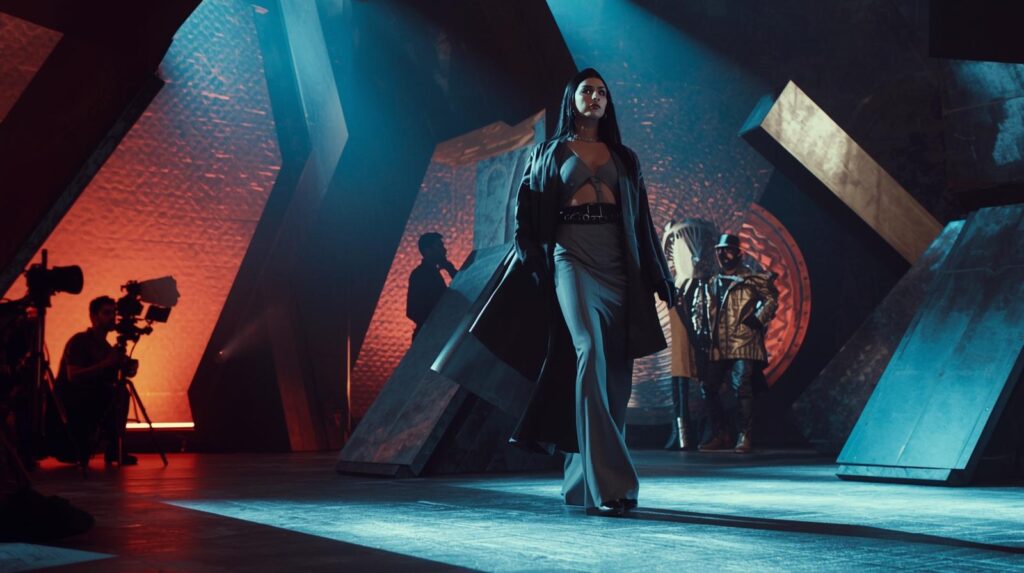 Stage costume and props arranged before filming