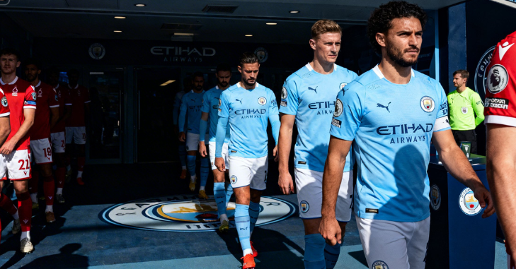 Manchester City and Nottingham Forest meeting in a league fixture