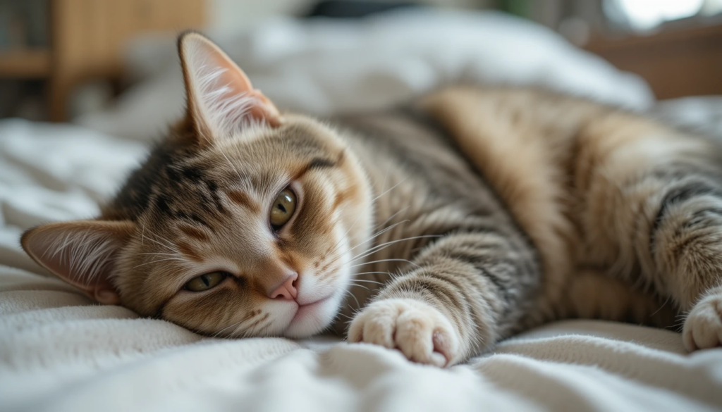 Cat resting comfortably after a veterinary visit