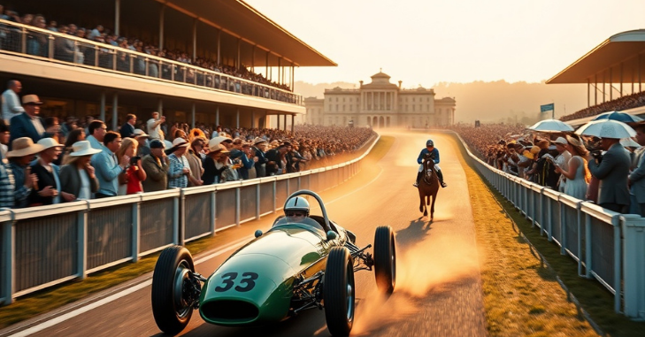 Spectators watching racing from the grandstand