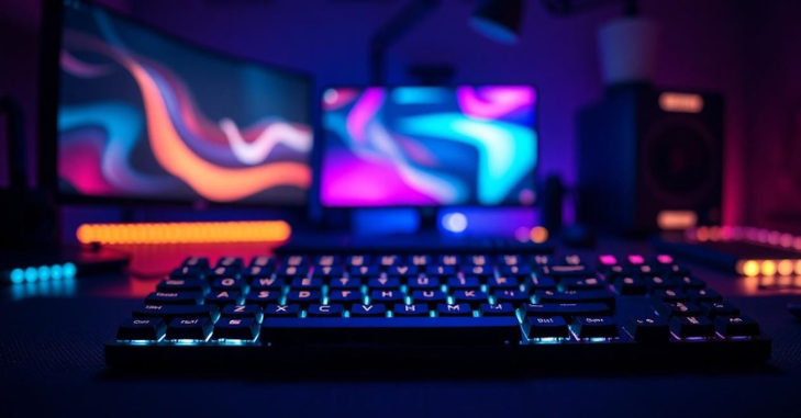 Office worker typing on a quiet membrane keyboard
