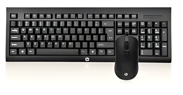 Membrane keyboard shown from above on a desk