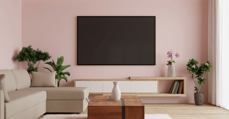 Corner seating positioned for comfortable television viewing in a small room