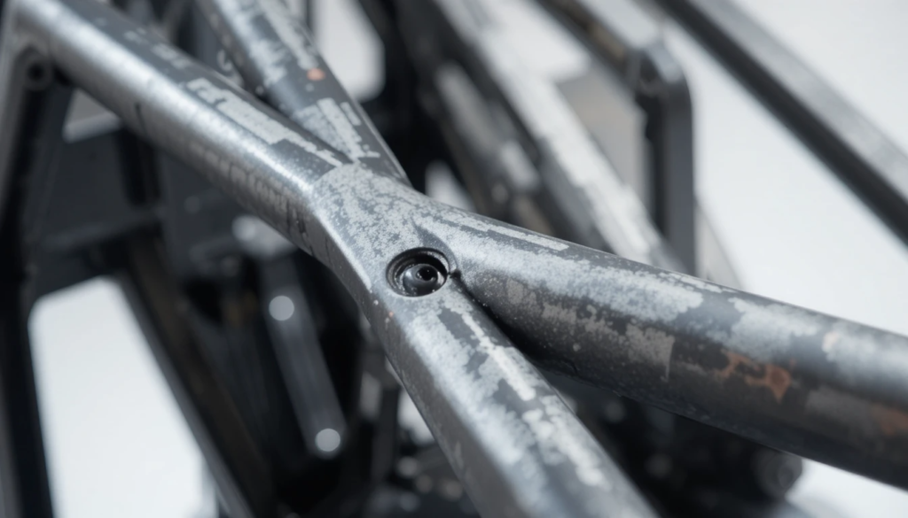 Close-up of force feedback pedals and mounting
