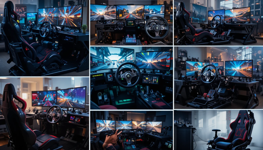 Next Level Racing sim rig assembled in a home setup