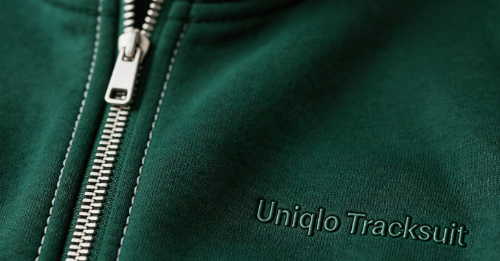 Close-up of soft jersey fabric on a zip-up tracksuit top
