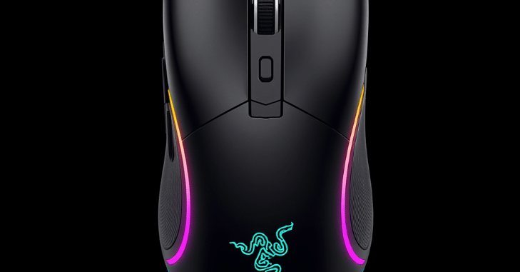 Hand gripping a contoured gaming mouse mid-game