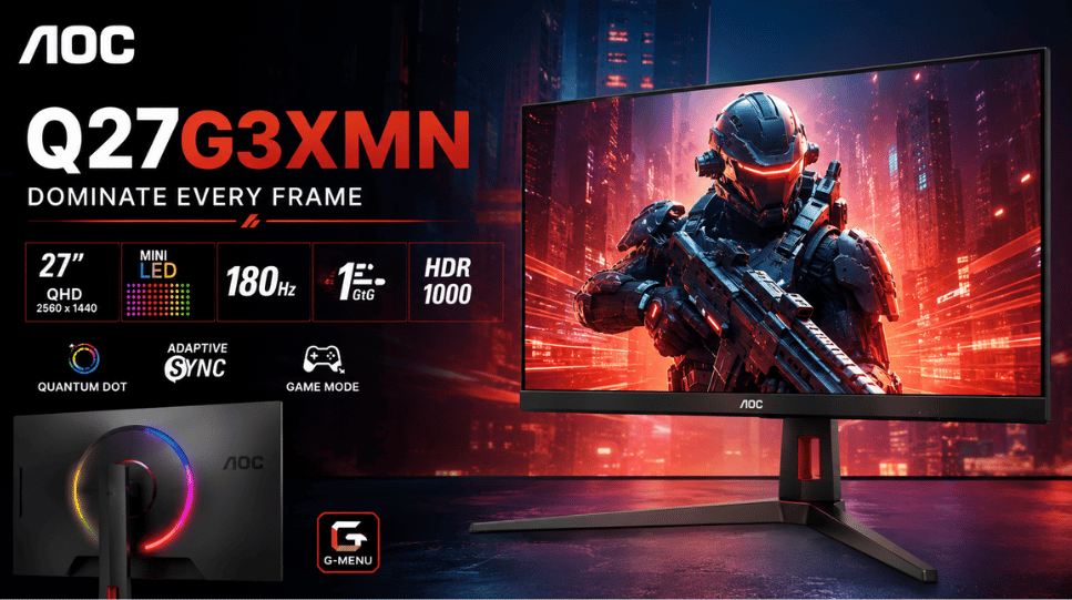 AOC Q27G3XMN: Complete Guide to Full Specs,  Key Features, 2K QHD Display Quality, 180Hz Gaming Performance, Response Time, HDR Experience, and Real-World Usage Explained in Detail